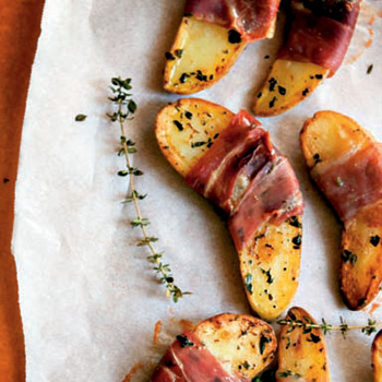 Image of Crispy Fingerling Potatoes Wrapped in Prosciutto